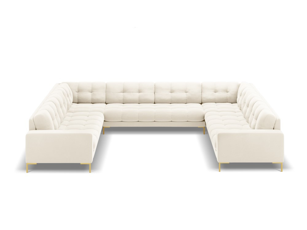 Poze Coltar 9 locuri Bali velvet/picioare gold – L327 x l256 x h75