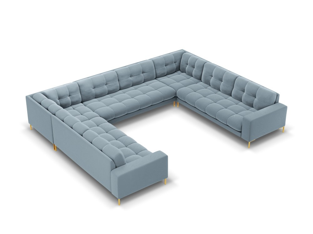 Poze Coltar 9 locuri Bali velvet/picioare gold – L327 x l256 x h75