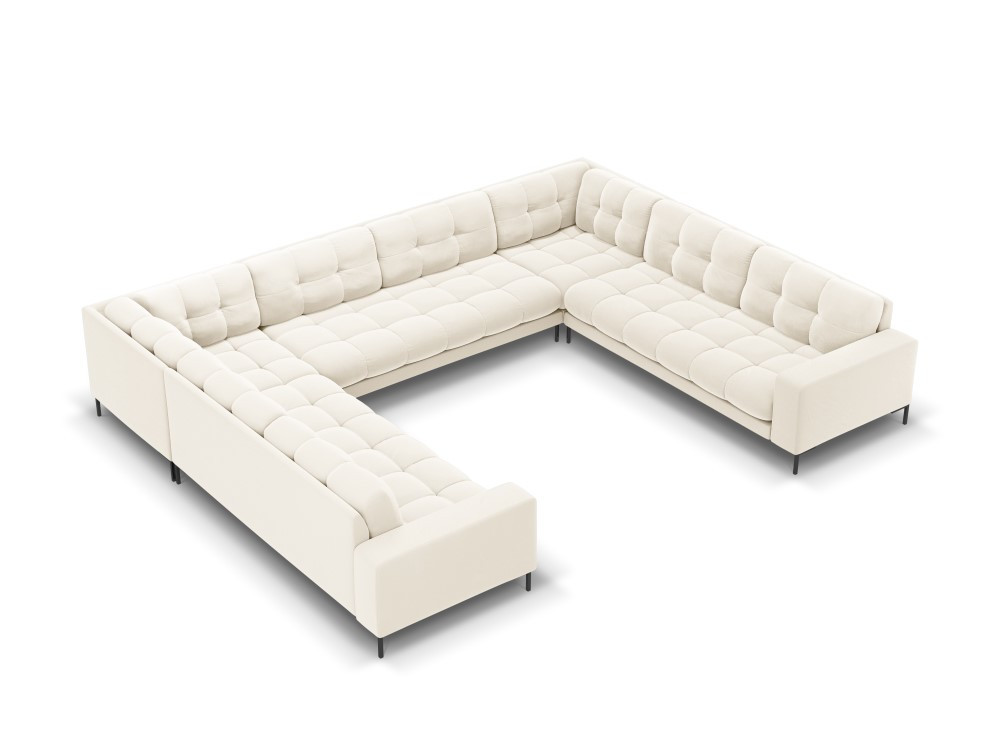 Poze Coltar 9 locuri Bali velvet/picioare negre – L327 x l256 x h75