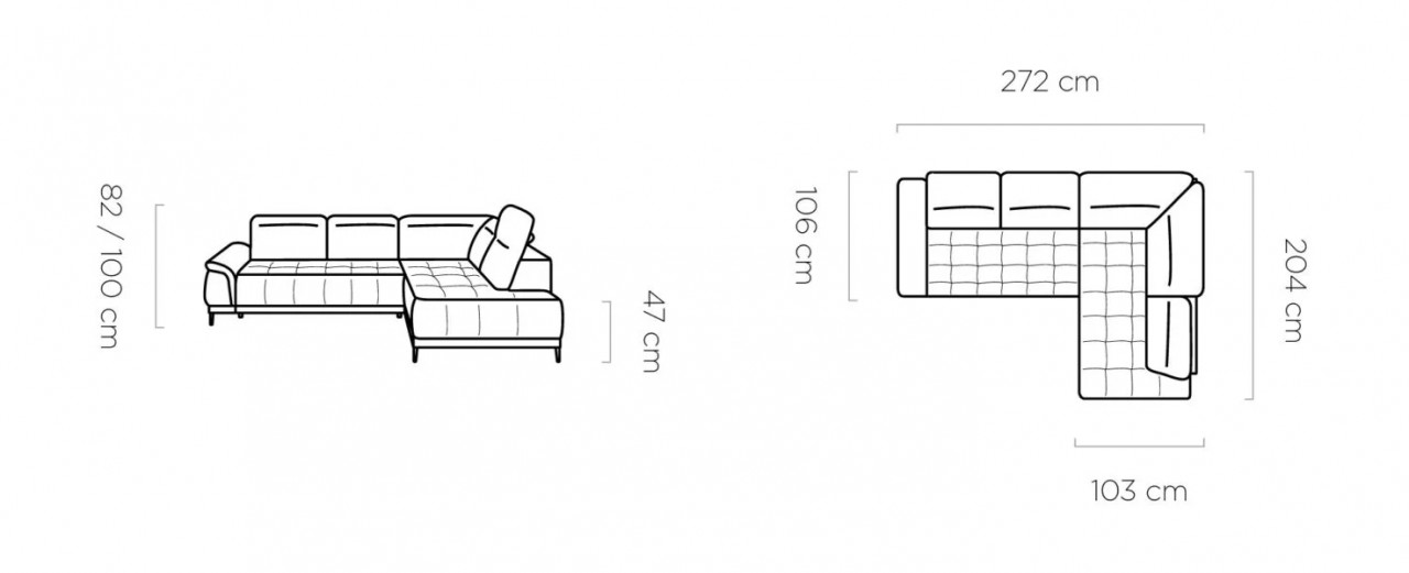 Poze Coltar cu reglaj electric Calvaro L L272 cm