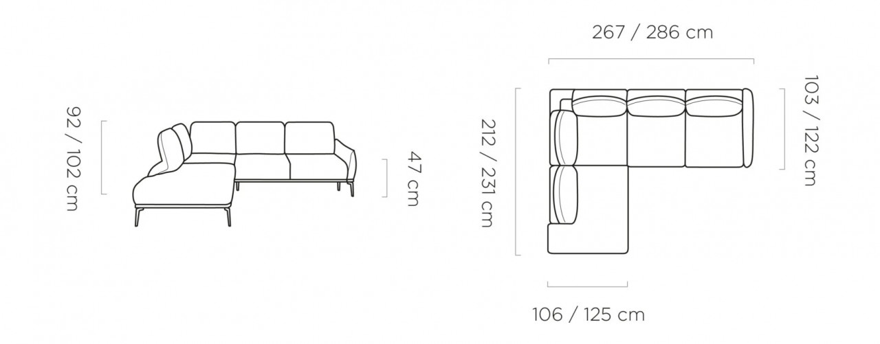 Poze Coltar cu spatar reglabil Storm L L286 cm