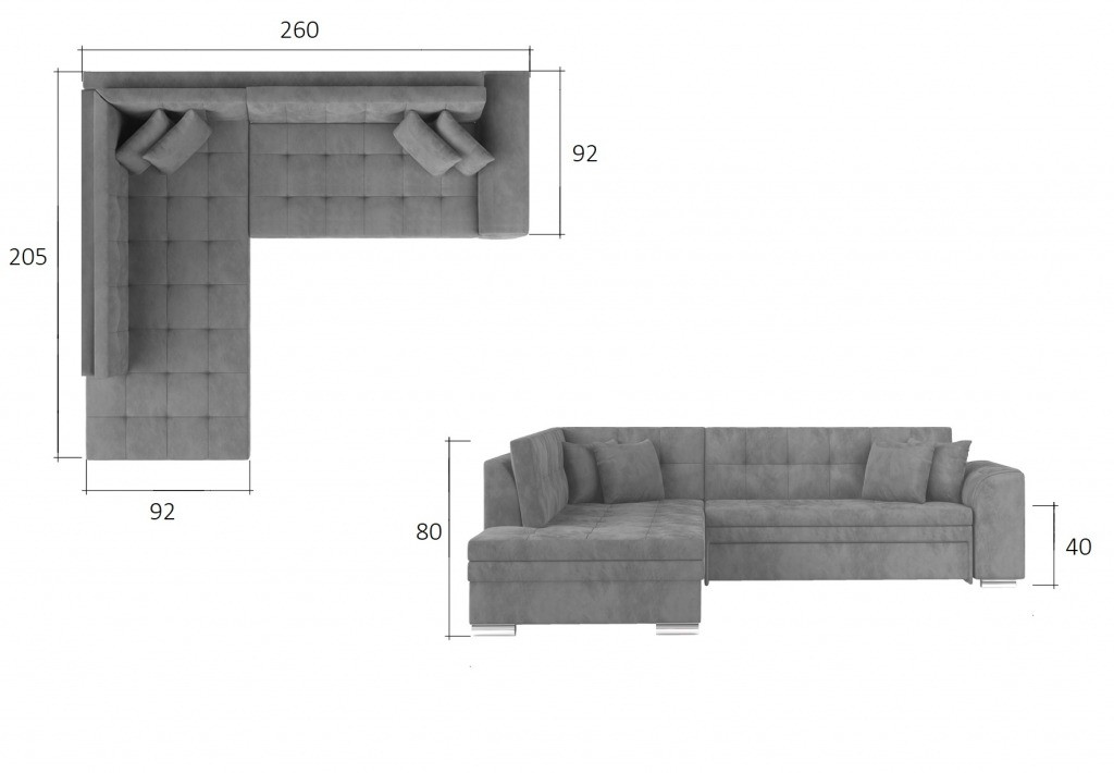 Poze Coltar living extensibil Pieretta – L260 x l205 x h80 cm