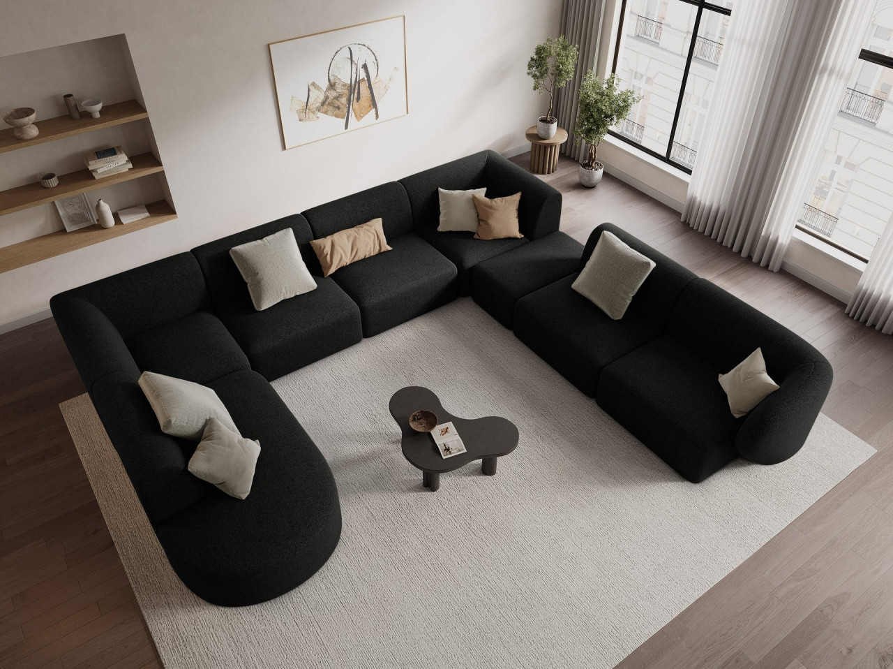 Poze Coltar panoramic 8 locuri Shane chenille L342 cm