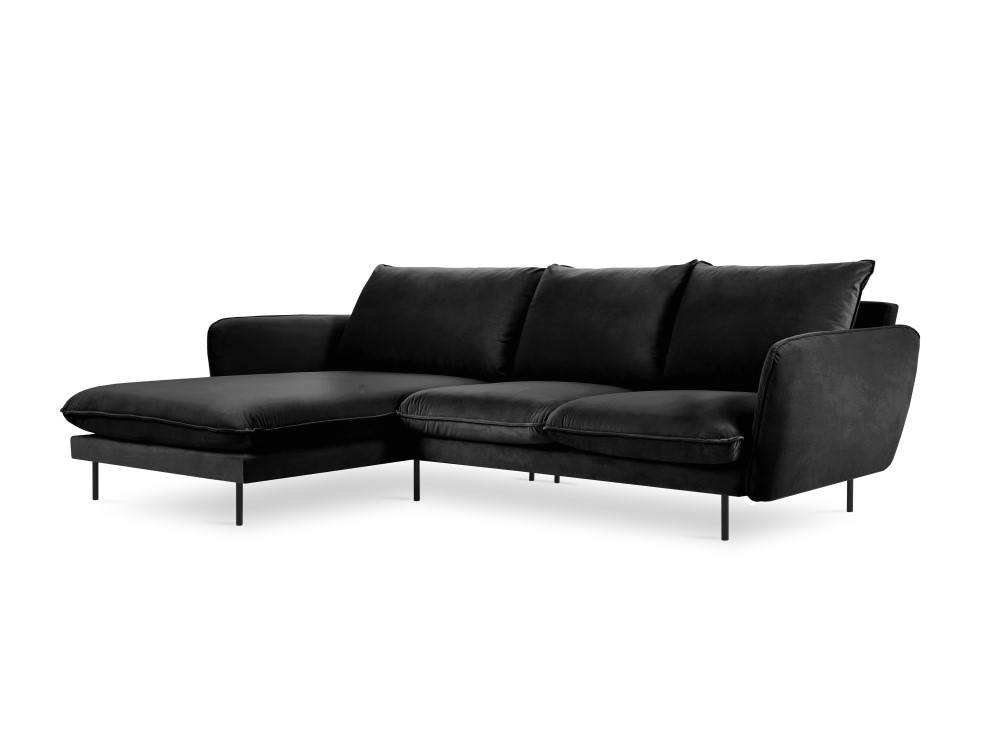 Poze Coltar tapitat Vienna 5 locuri velvet/picioare negre – L255 x l170 x h95