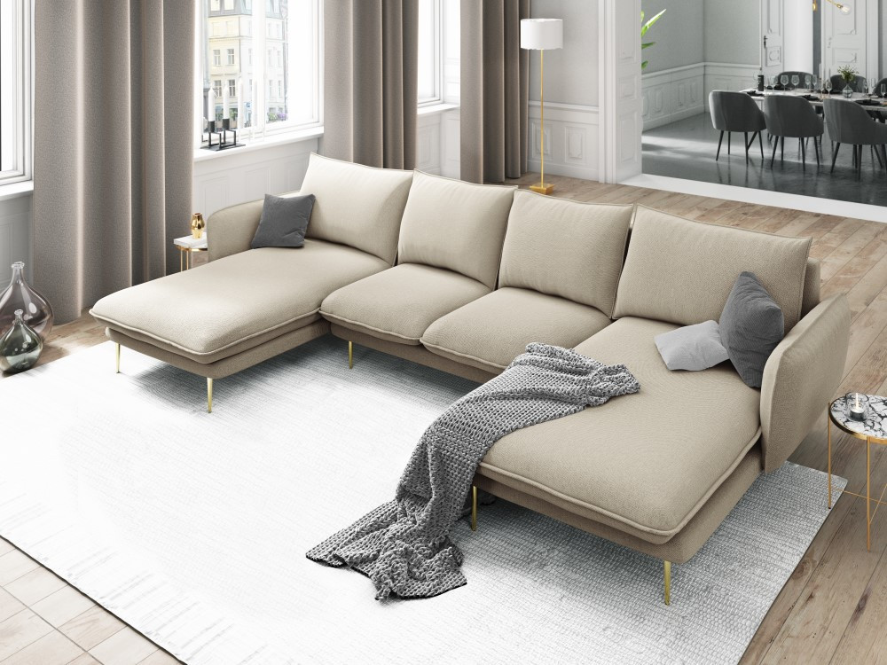 Poze Coltar tapitat Vienna 6 locuri picioare gold – L350 x l170 x h95