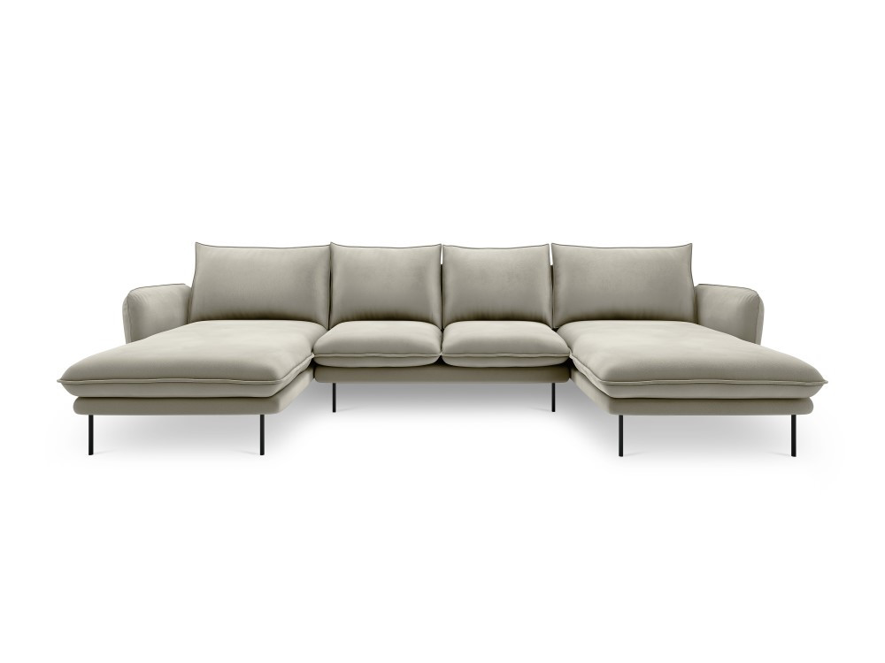 Poze Coltar tapitat Vienna 6 locuri velvet/picioare negru – L350 x l170 x h95