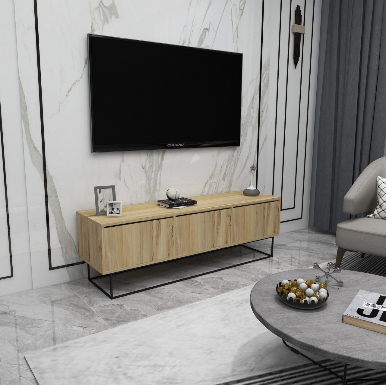Poze Comoda TV Kordon 140 natur / negru