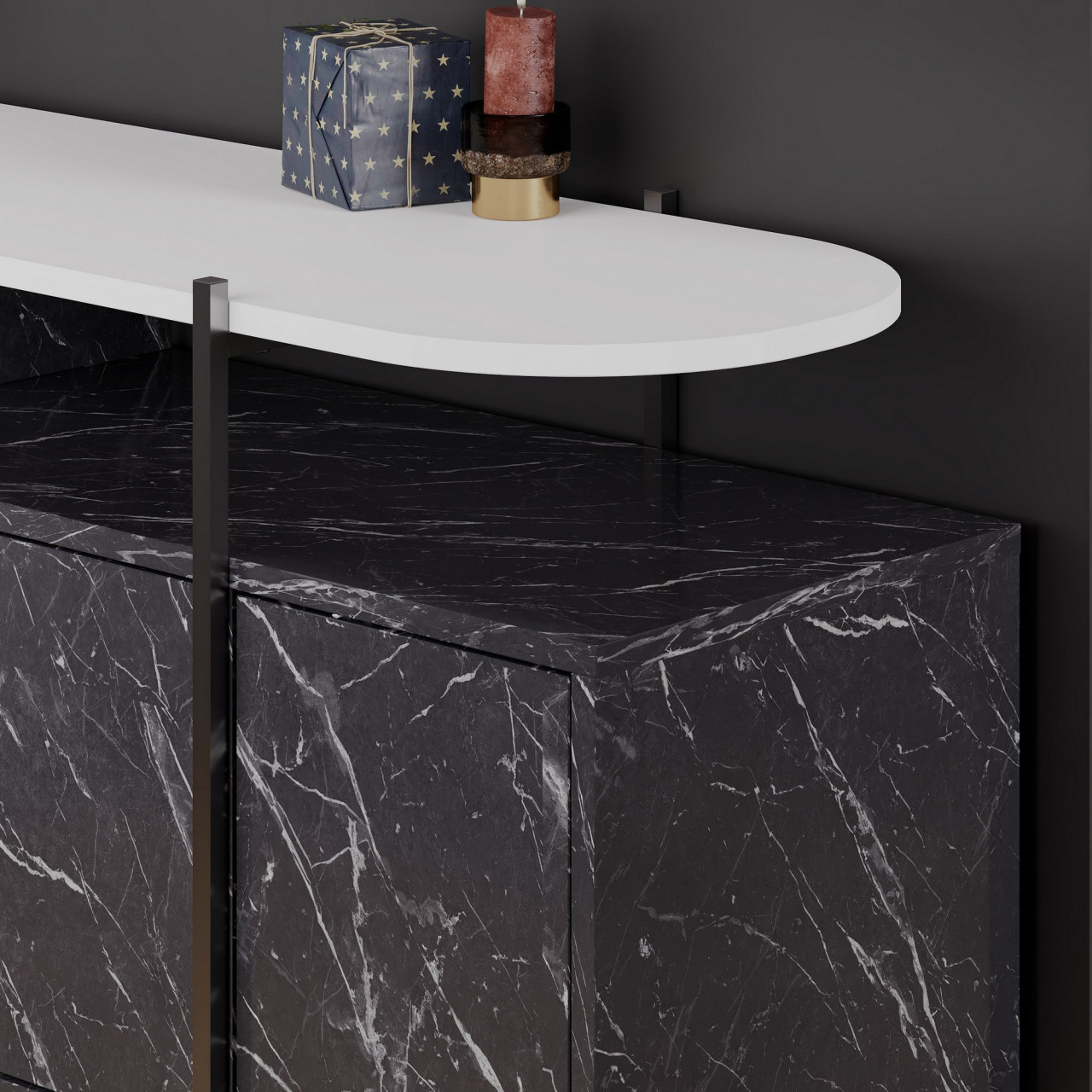 Poze Consola Hanley alb/marmura neagra L150 cm - H86,2 cm