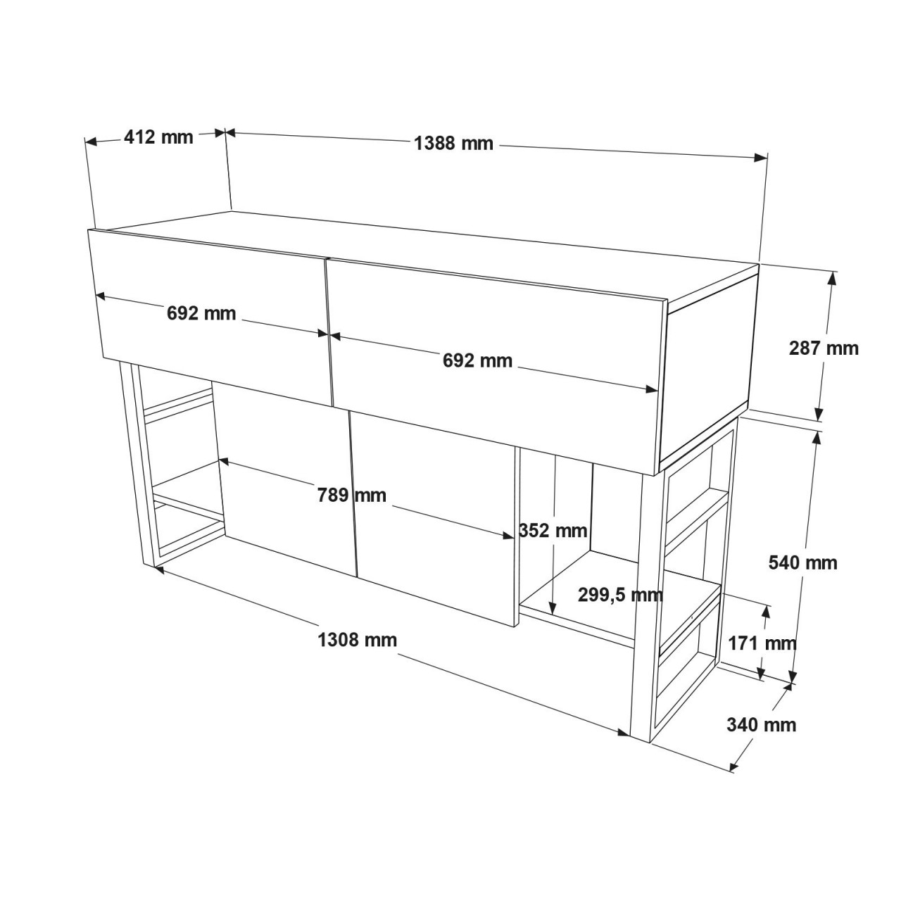 Poze Consola ML25 - A lemn L138,8 cm - H83,6 cm