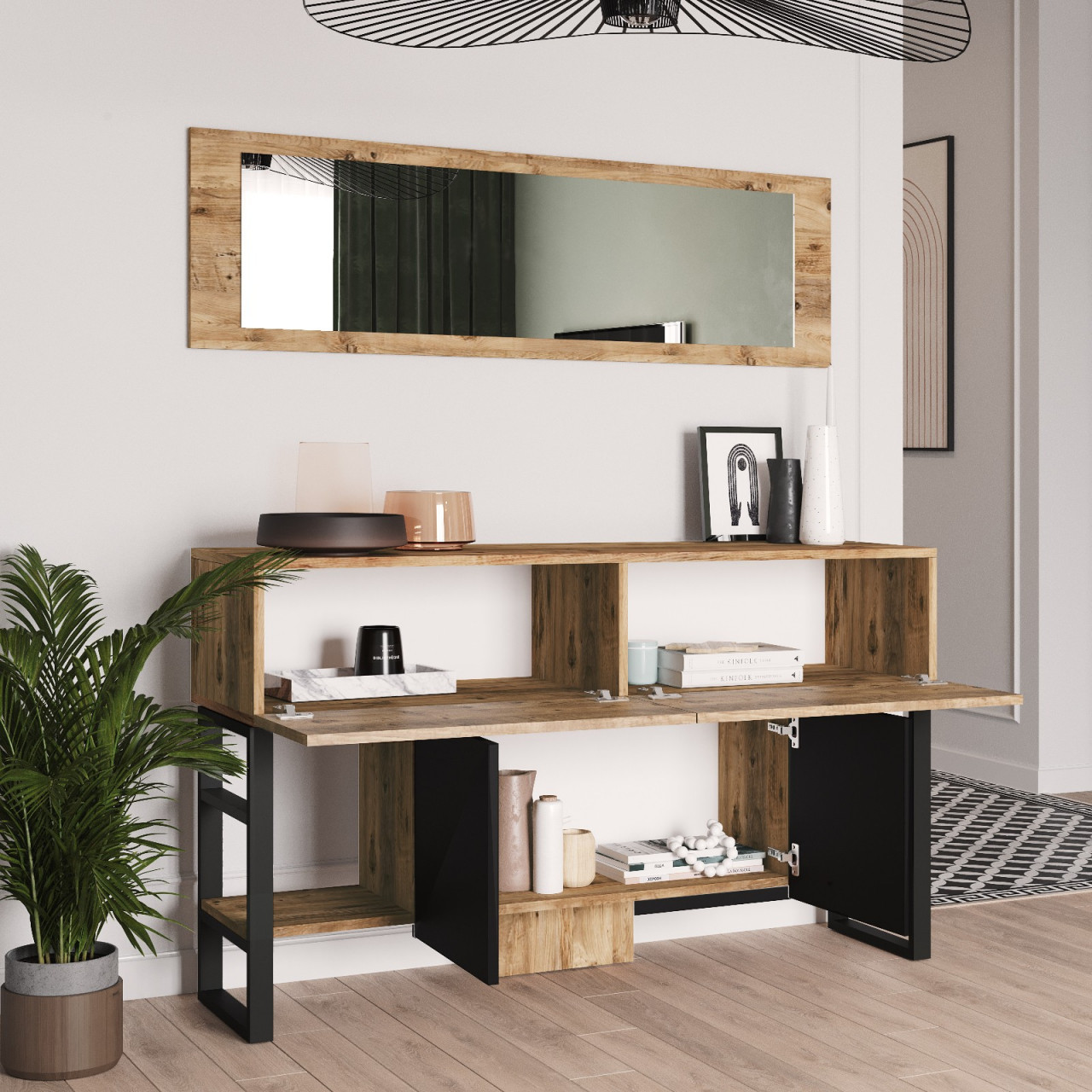 Poze Consola ML26-A MDF L139 cm - H83,6 cm + Oglinda L139 cm - H41,2 cm