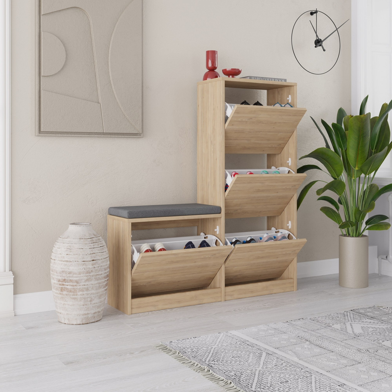 Poze Dulap de incaltaminte MDF Dude stejar L105 cm - H118,5 cm