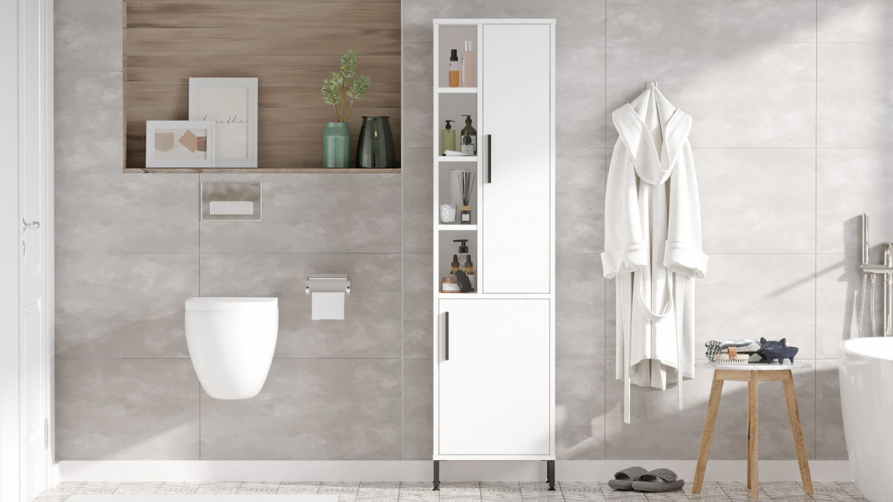 Poze Dulap MDF baie VI2-W alb L45 cm - H173,6 cm