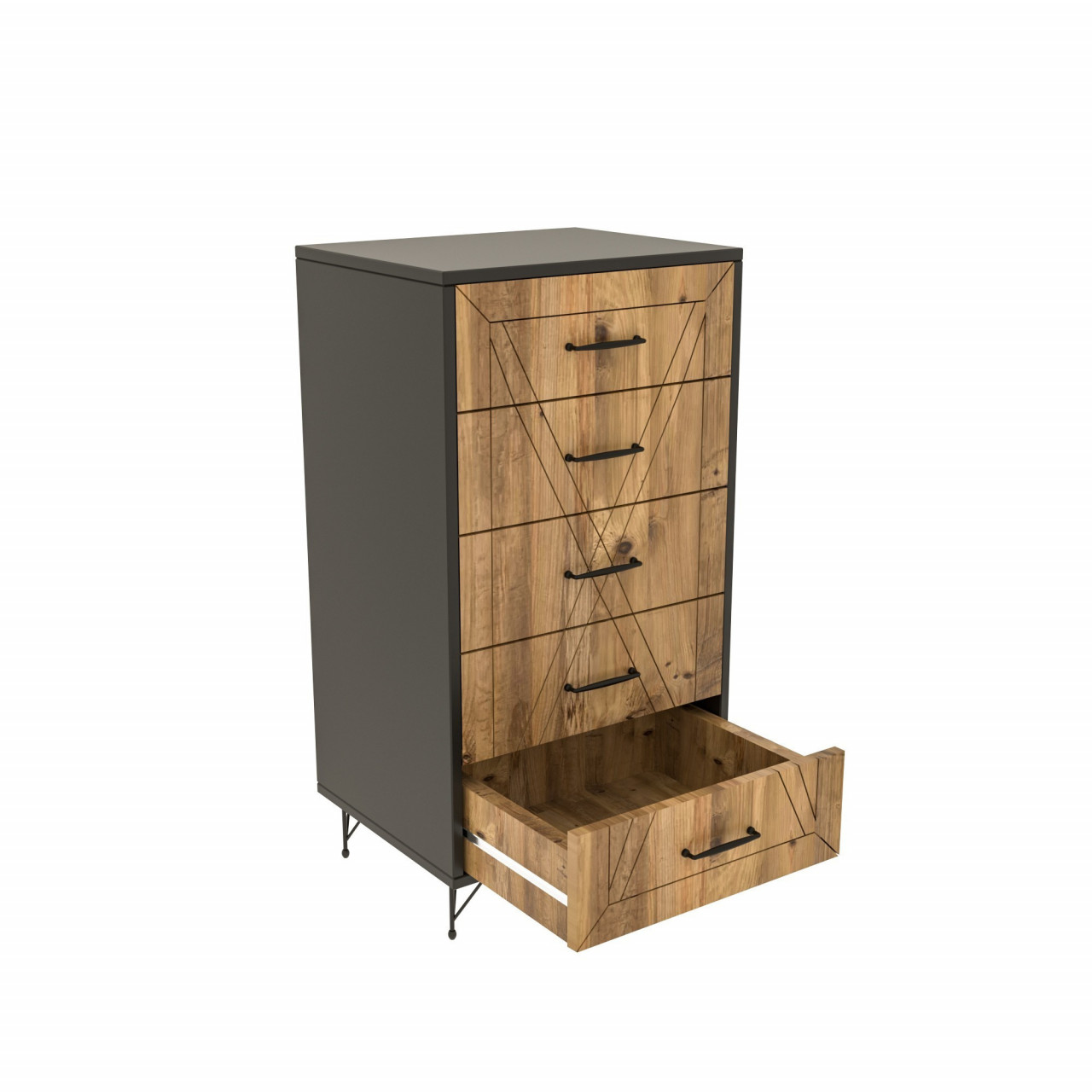 Poze Dulap MDF Planet antracit/stejar L 50 cm - H95 cm