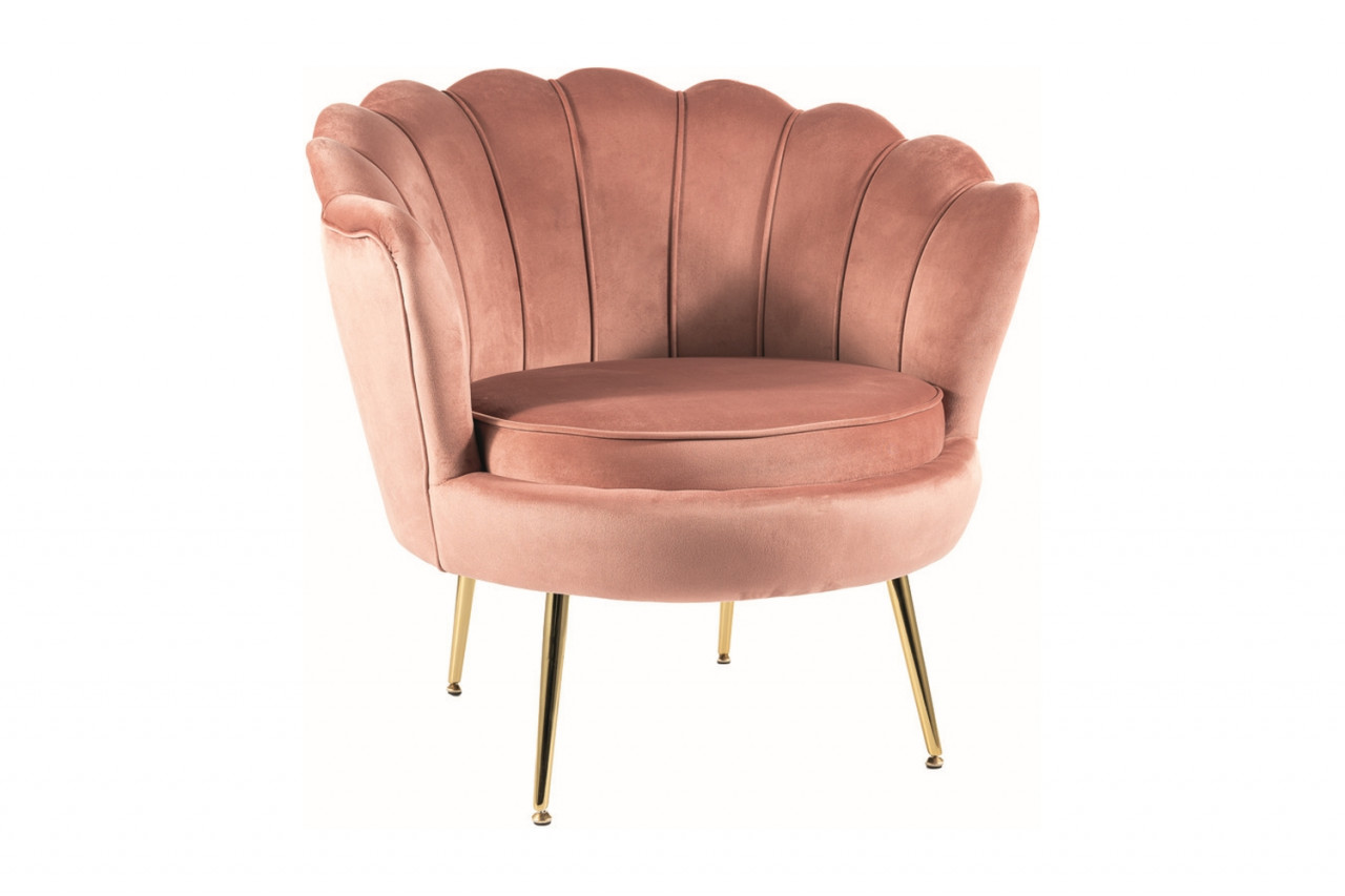 Poze Fotoliu Camellia 1 velvet roz Blu52/auriu