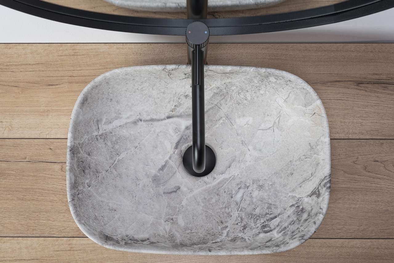Poze Lavoar Livia Stone Marmura ceramica sanitara - 46,5 cm