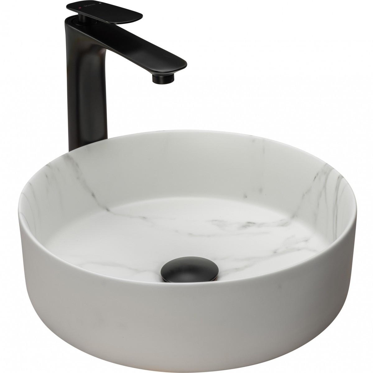 Poze Lavoar Sami alb marmura ceramica sanitara - 36 cm