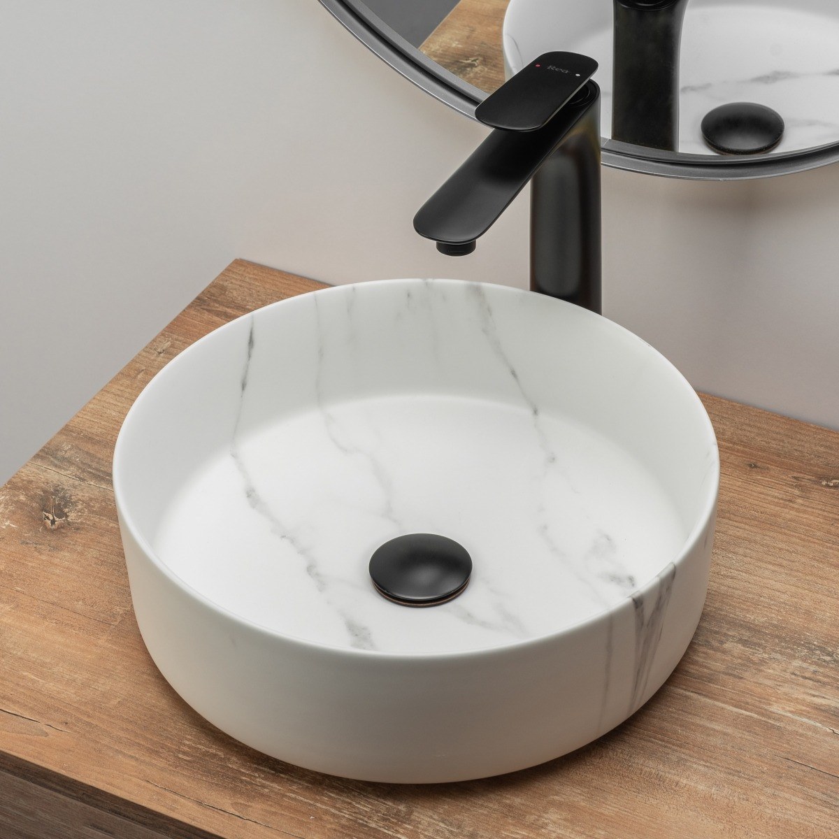 Poze Lavoar Sami alb marmura ceramica sanitara - 36 cm