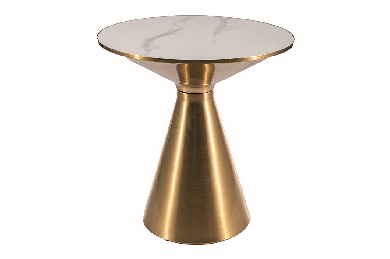 Poze Masa de cafea Aries alb/auriu - d50 x h53 cm