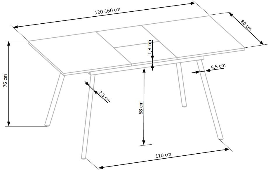 Poze Masa extensibila Albon stejar sonoma - L120/160xl80xh76 cm