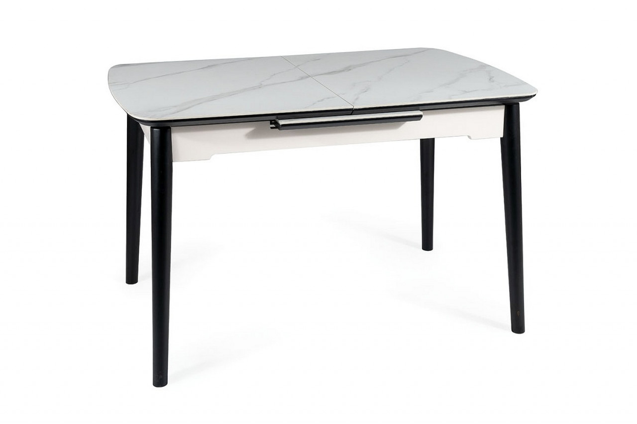Poze Masa extensibila Apollo Ceramica marmura alba/negru mat - L120-160 cm