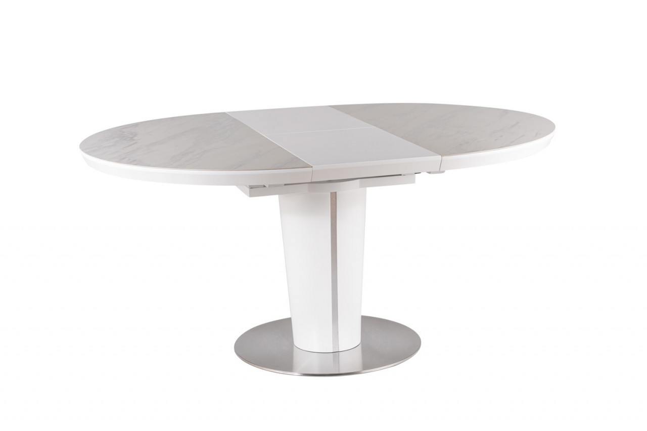 Poze Masa Extensibila Orbit Ceramic Marmura Alba / Alb Mat – Ø120/160x76h