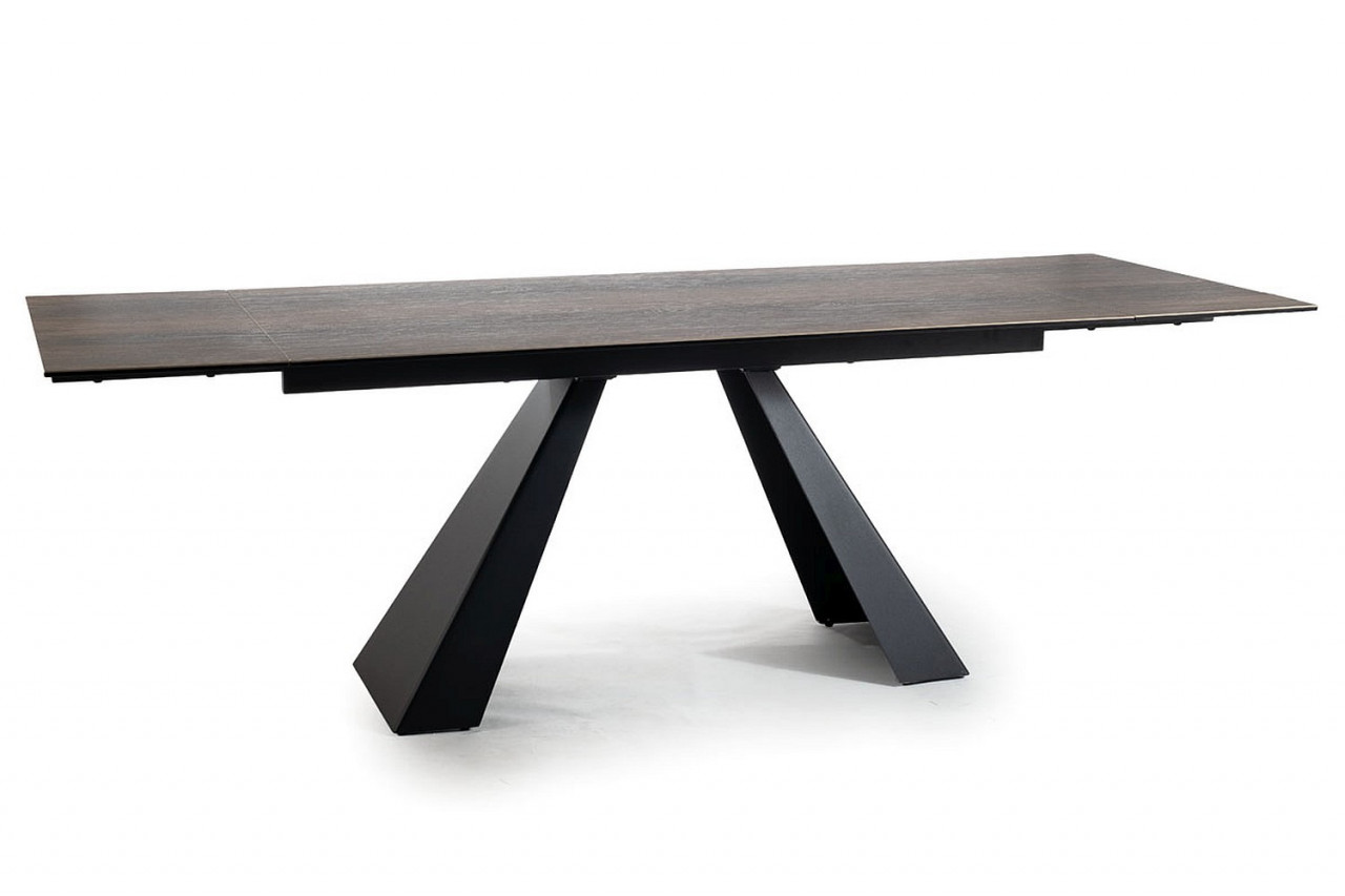 Masa extensibila salvadore ceramic maro/negru mat - l160-240 cm