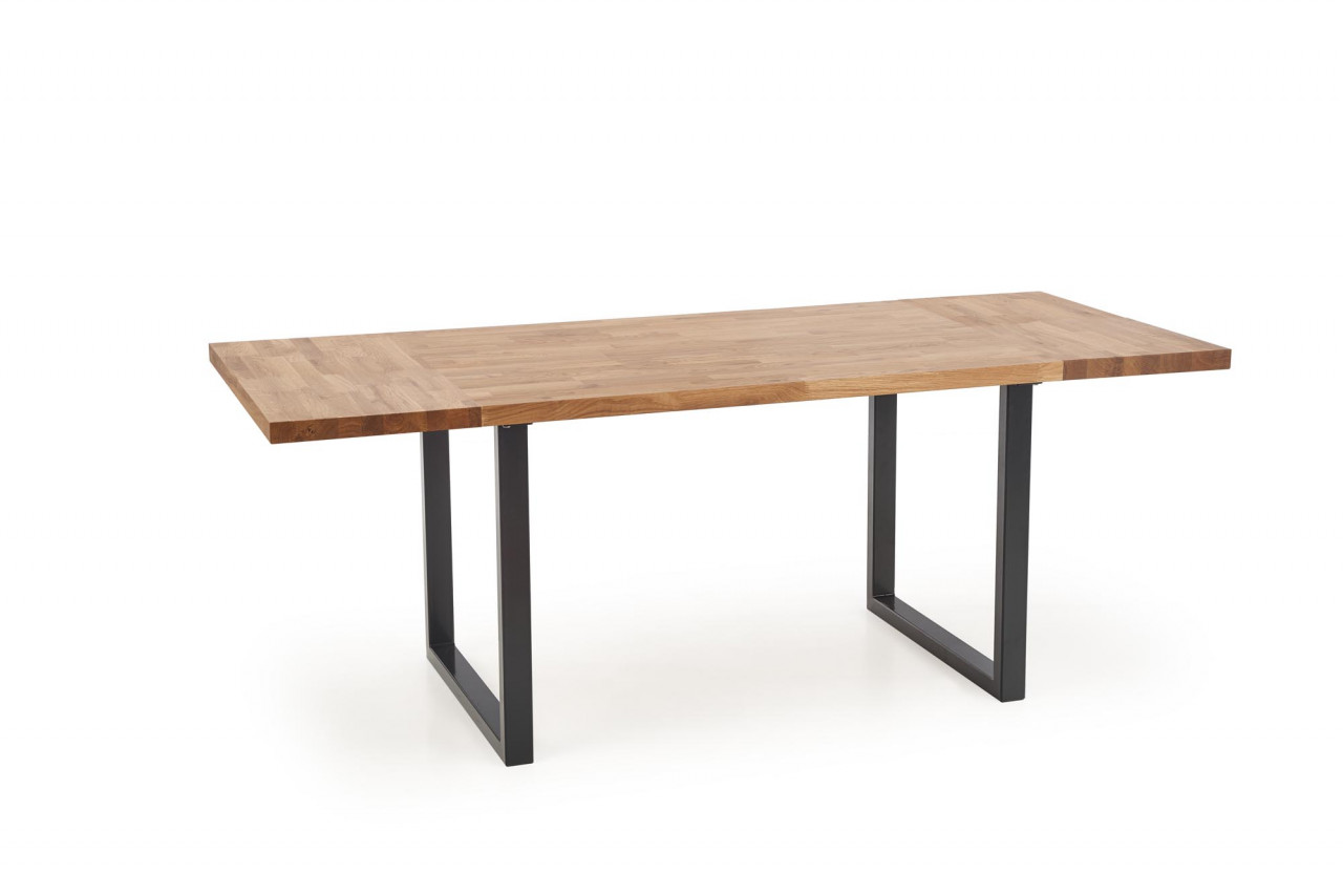 Poze Masa Radus 120x78 cm lemn masiv - stejar natural/negru