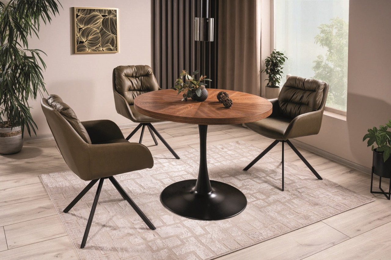 Poze Masa rotunda Amadeo nuc/negru mat - d100 x h76 cm