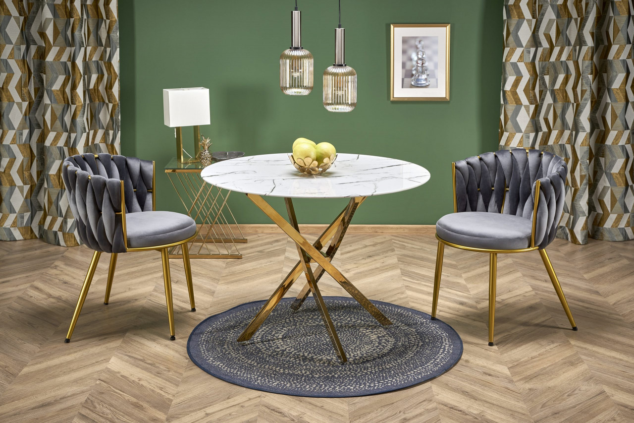 Masa rotunda raymond 2 marmura alba – d100 x h73 cm