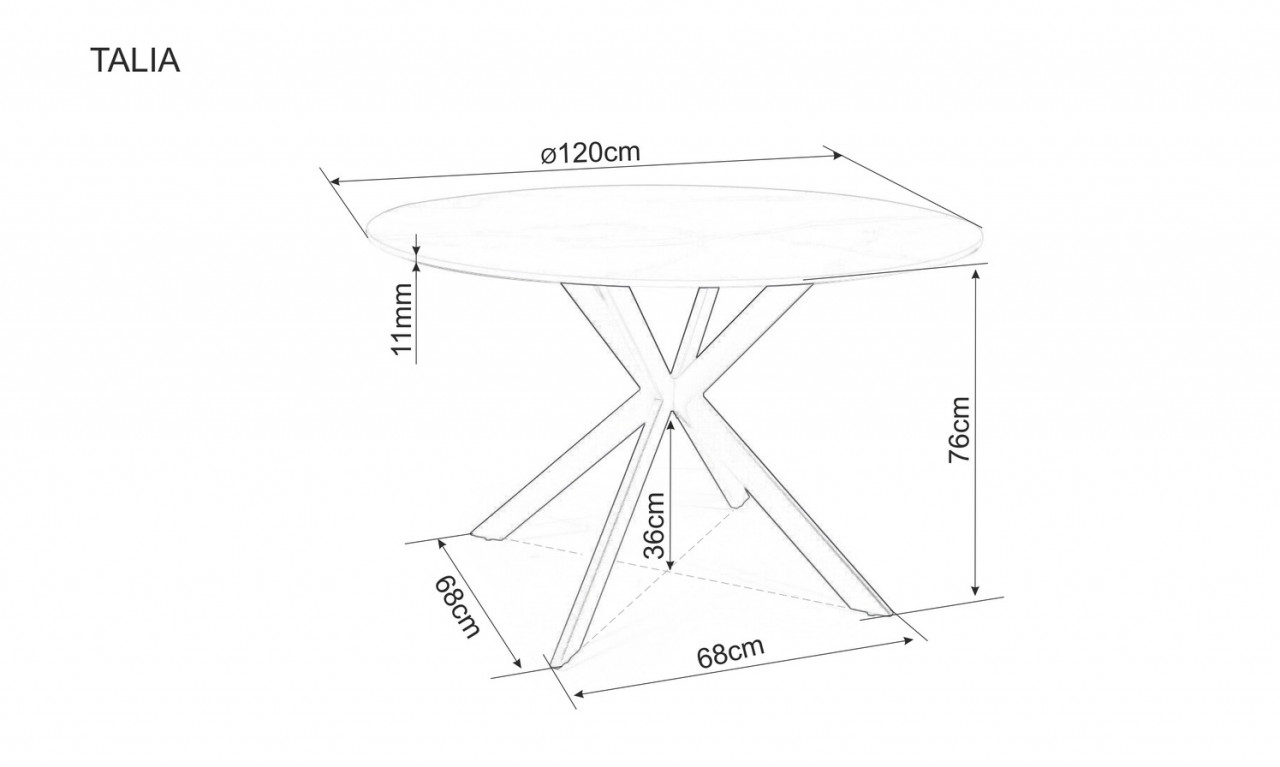Poze Masa rotunda Talia marmura alba/negru - d120 x h76 cm