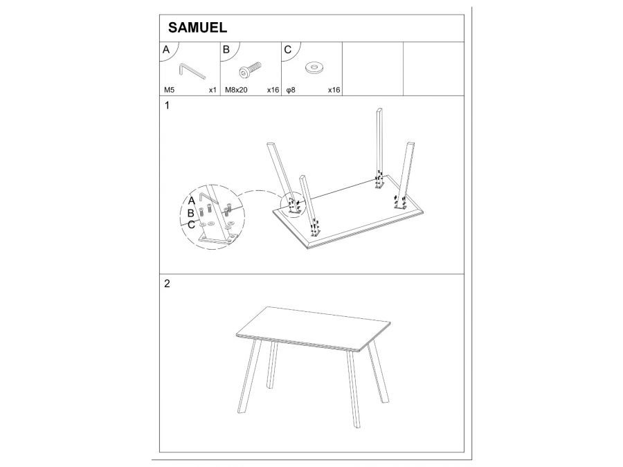 Poze Masa Samuel alba - L120 x l80 x h75 cm