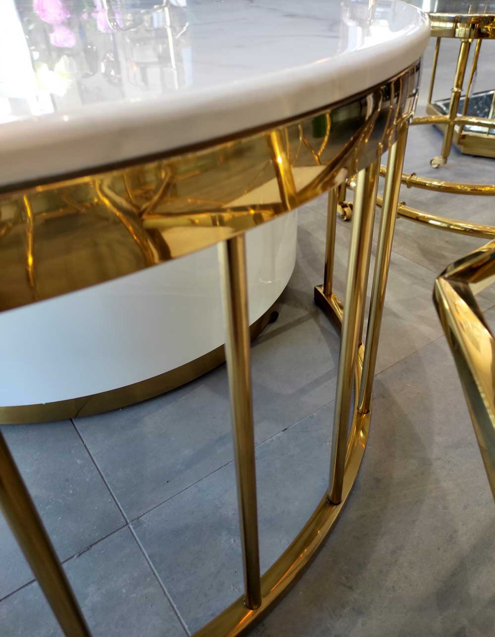 Poze Masuta de cafea Colmar alb/gold si marmura – H42 cm