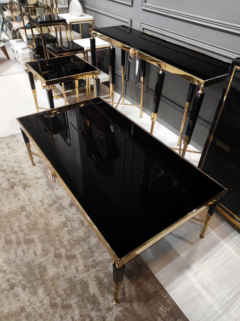 Poze Masuta de cafea Monaco negru/gold – H45 cm