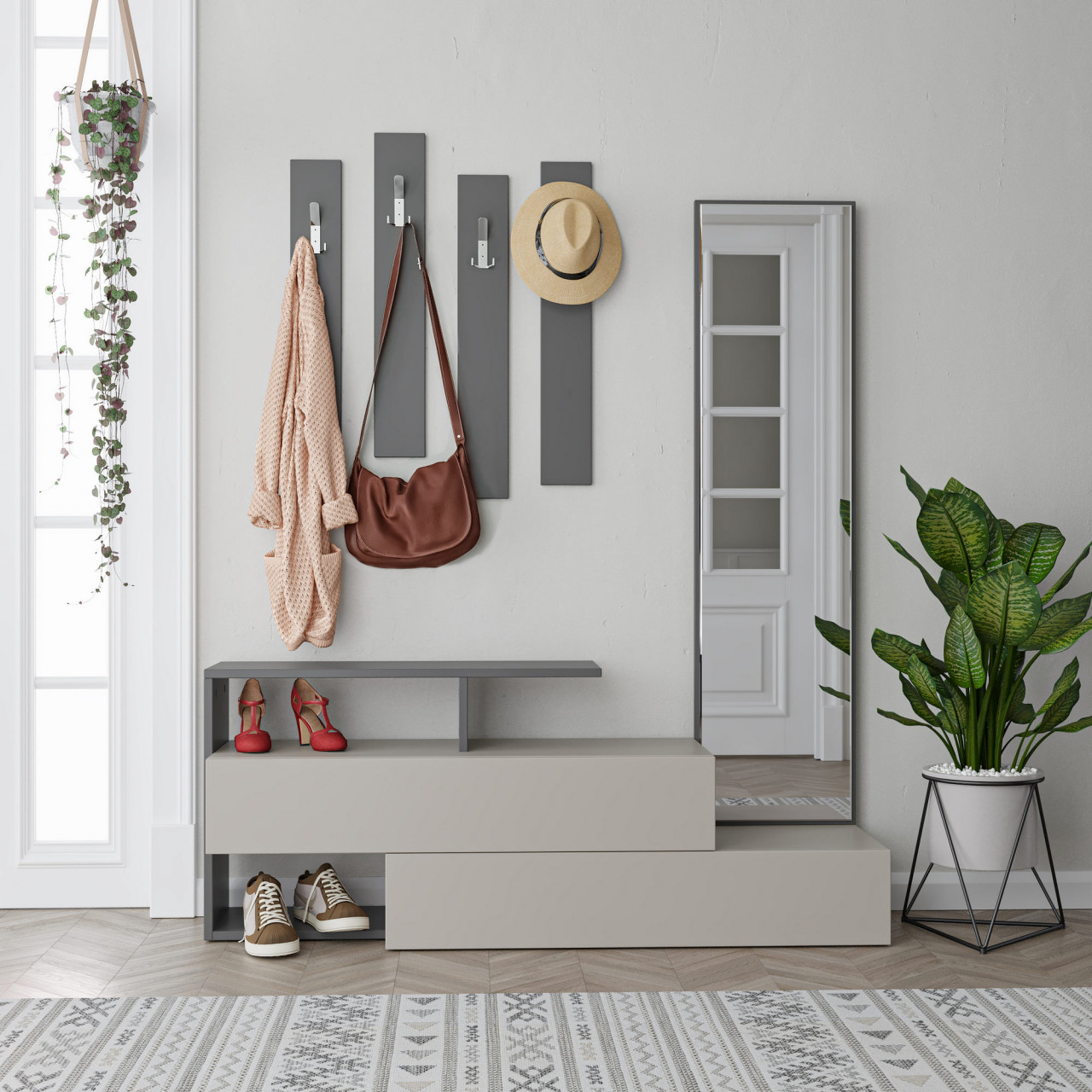 Poze Mobilier hol Ramda maro deschis / antracit