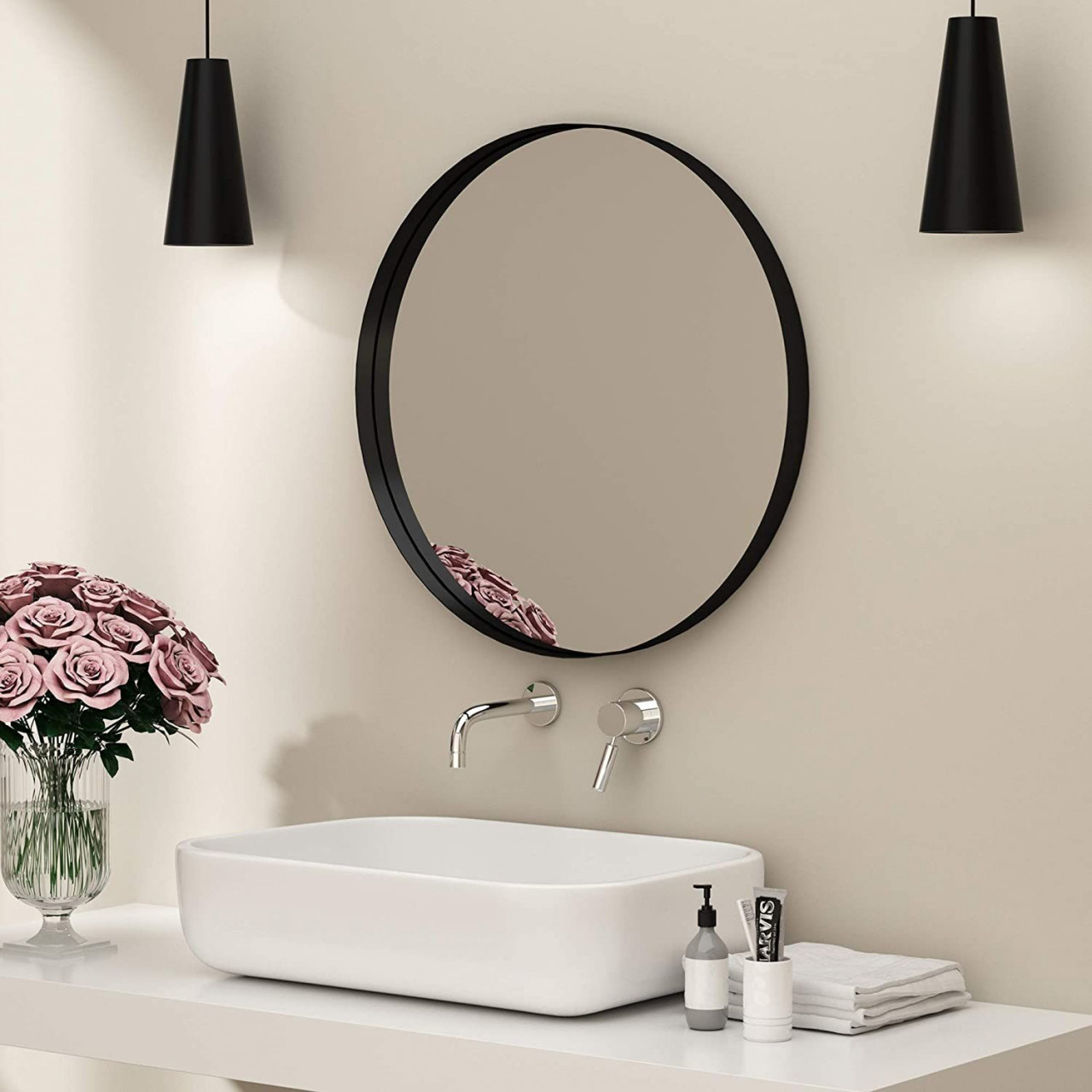 Poze Oglinda rotunda neagra Loft 39 cm JZ-01
