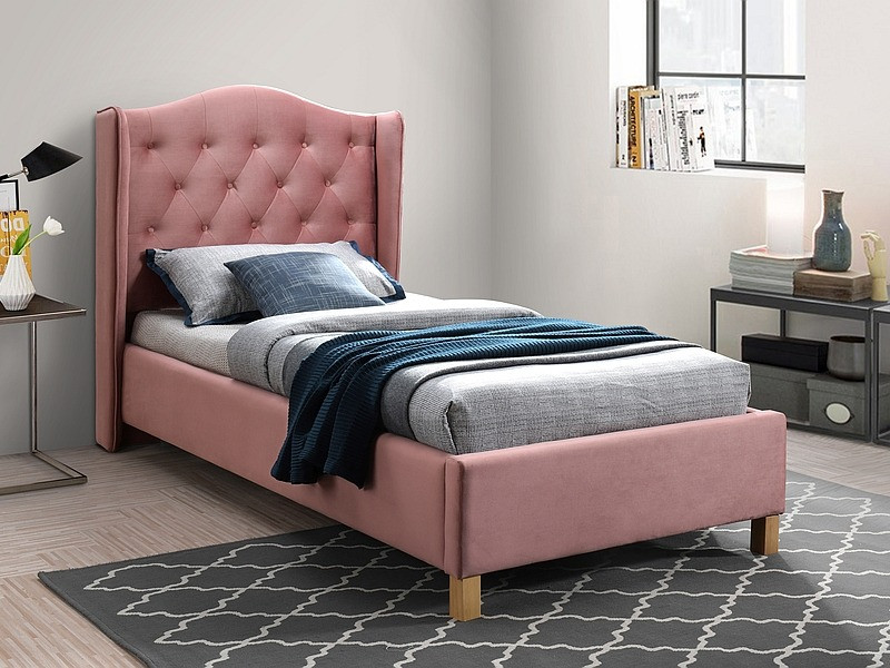 Poze Pat tapitat Aspen Velvet Roz – 90 x 200 cm