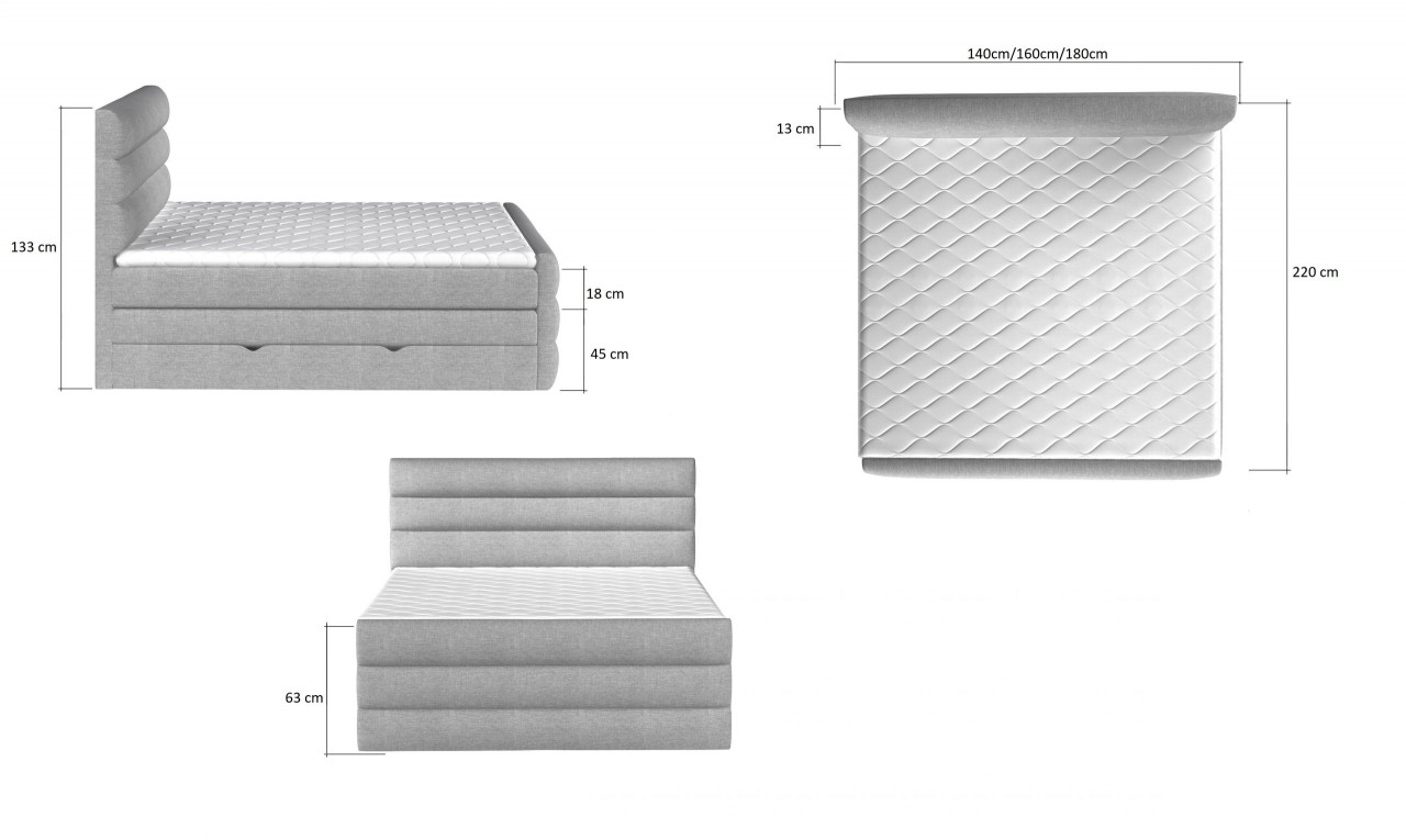 Poze Pat tapitat boxspring Cande – 140/200 cm