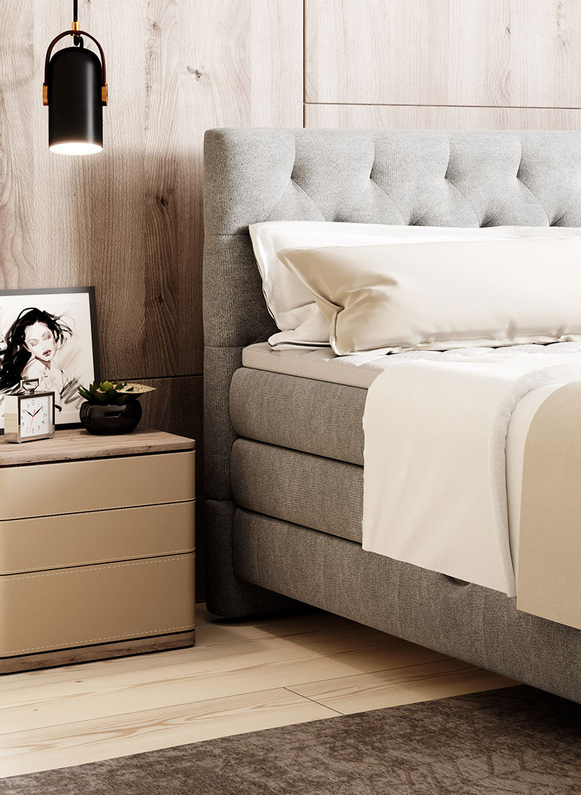 Poze Pat tapitat boxspring Godin 140x200 cm