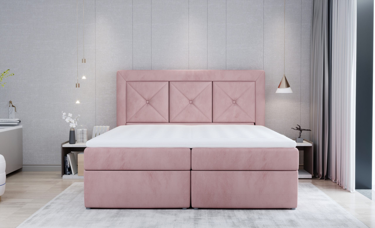 Poze Pat tapitat boxspring Idris – 180/200 cm