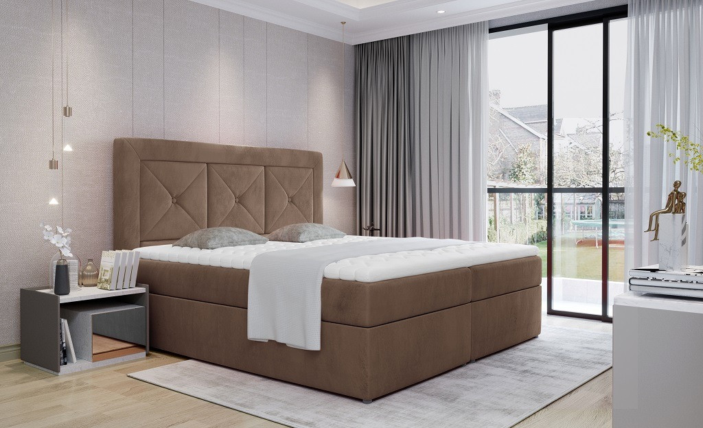 Poze Pat tapitat boxspring Idris – 180/200 cm