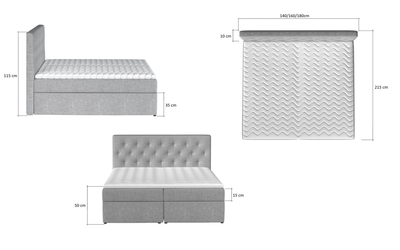 Poze Pat tapitat boxspring Loree – 140/200 cm