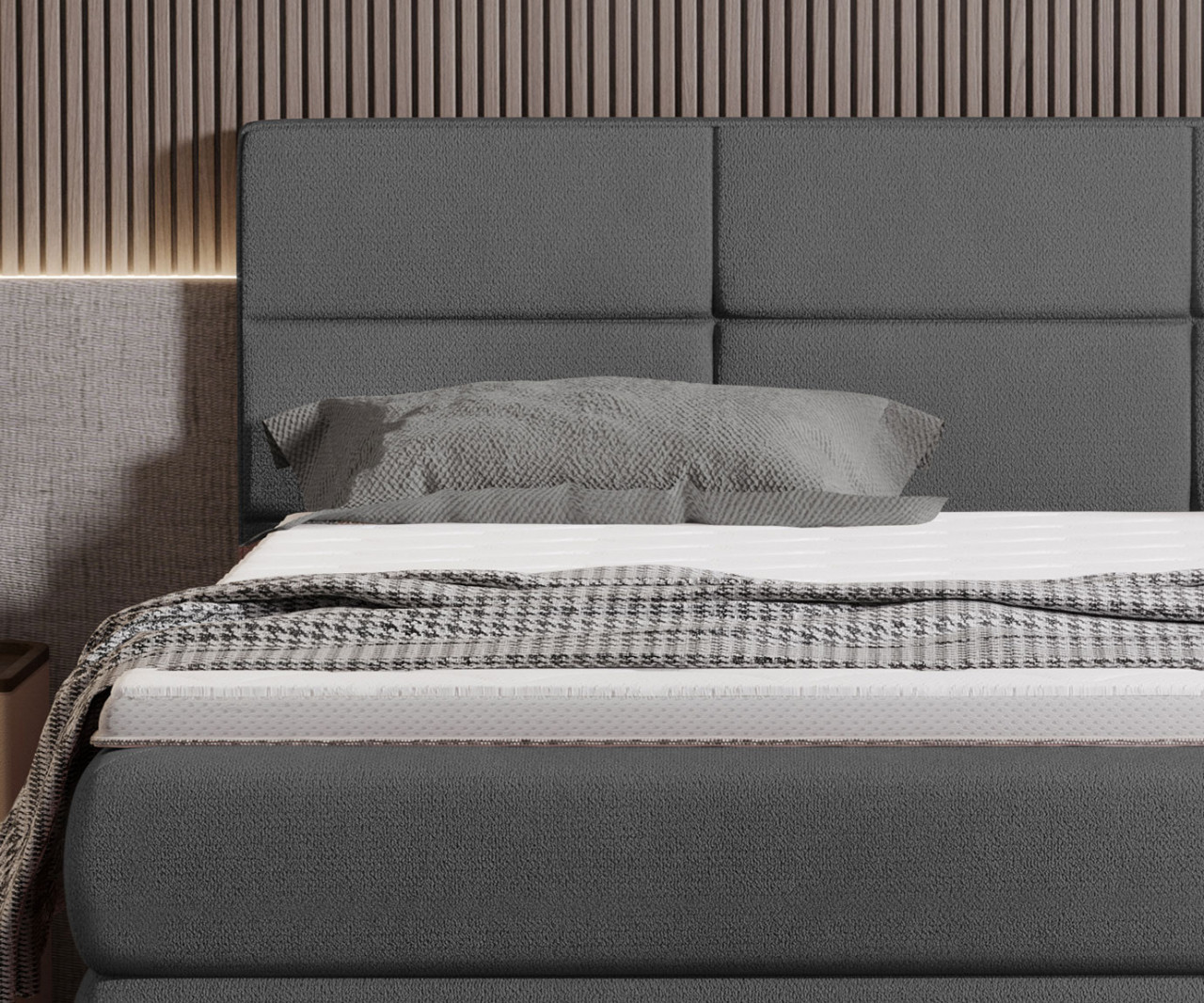 Poze Pat tapitat boxspring Rita 140x200 cm