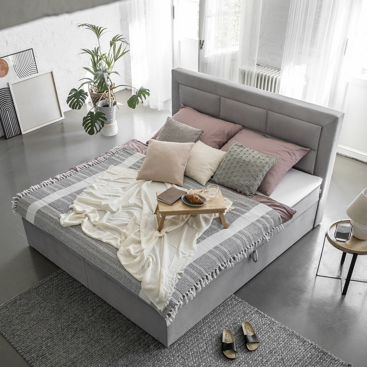 Poze Pat tapitat boxspring Vivre – 140/200 cm