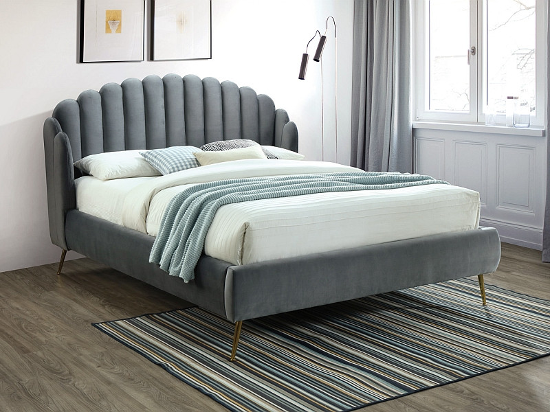 Poze Pat tapitat Calabria Velvet Gri - 160 x 200 cm
