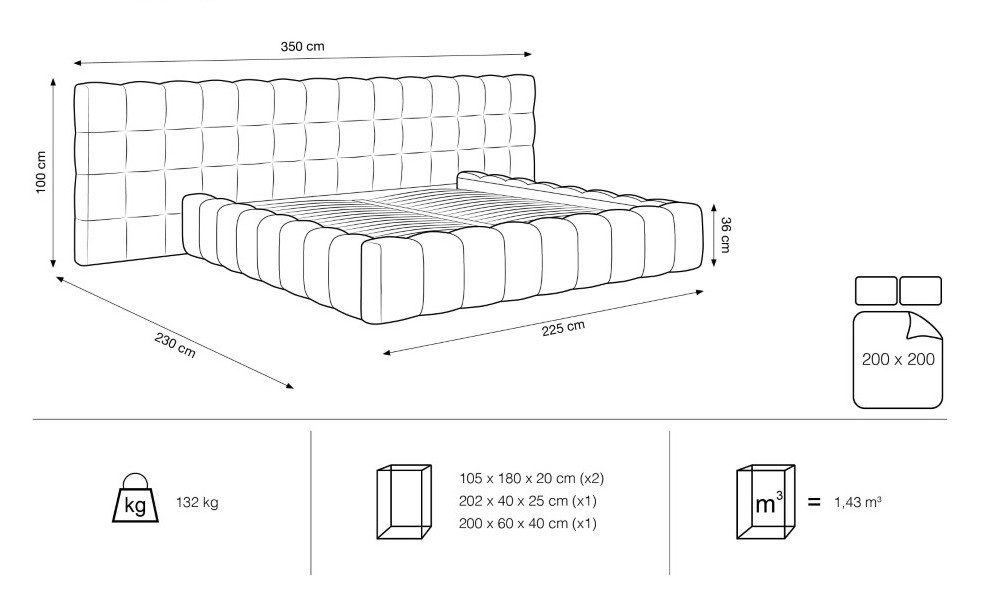 Poze Pat tapitat catifea Bali T – 200×200 cm