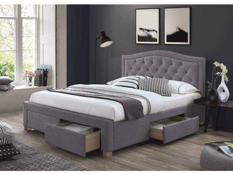 Pat tapitat electra velvet gri 160/200 – l217 x l165 x h111 cm