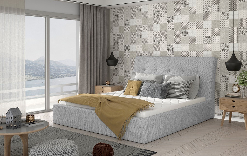 Poze Pat tapitat Inge – 140/200, L223 x l140 x h93 cm