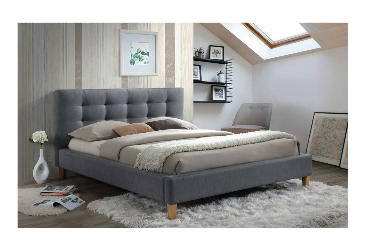 Poze Pat tapitat Texas gri - 160x200 cm