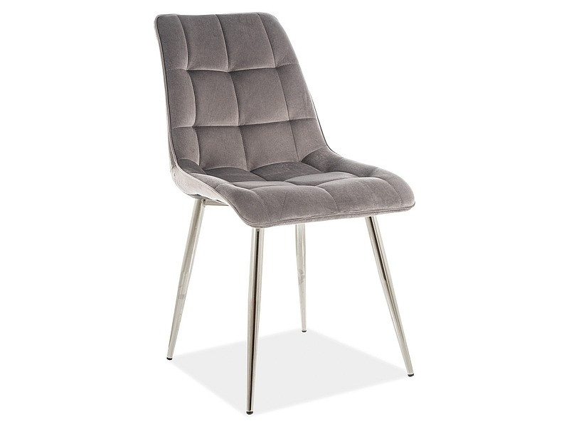 Poze Scaun Chic Velvet Gri/ Chrom - l47 x A41 x H87 cm
