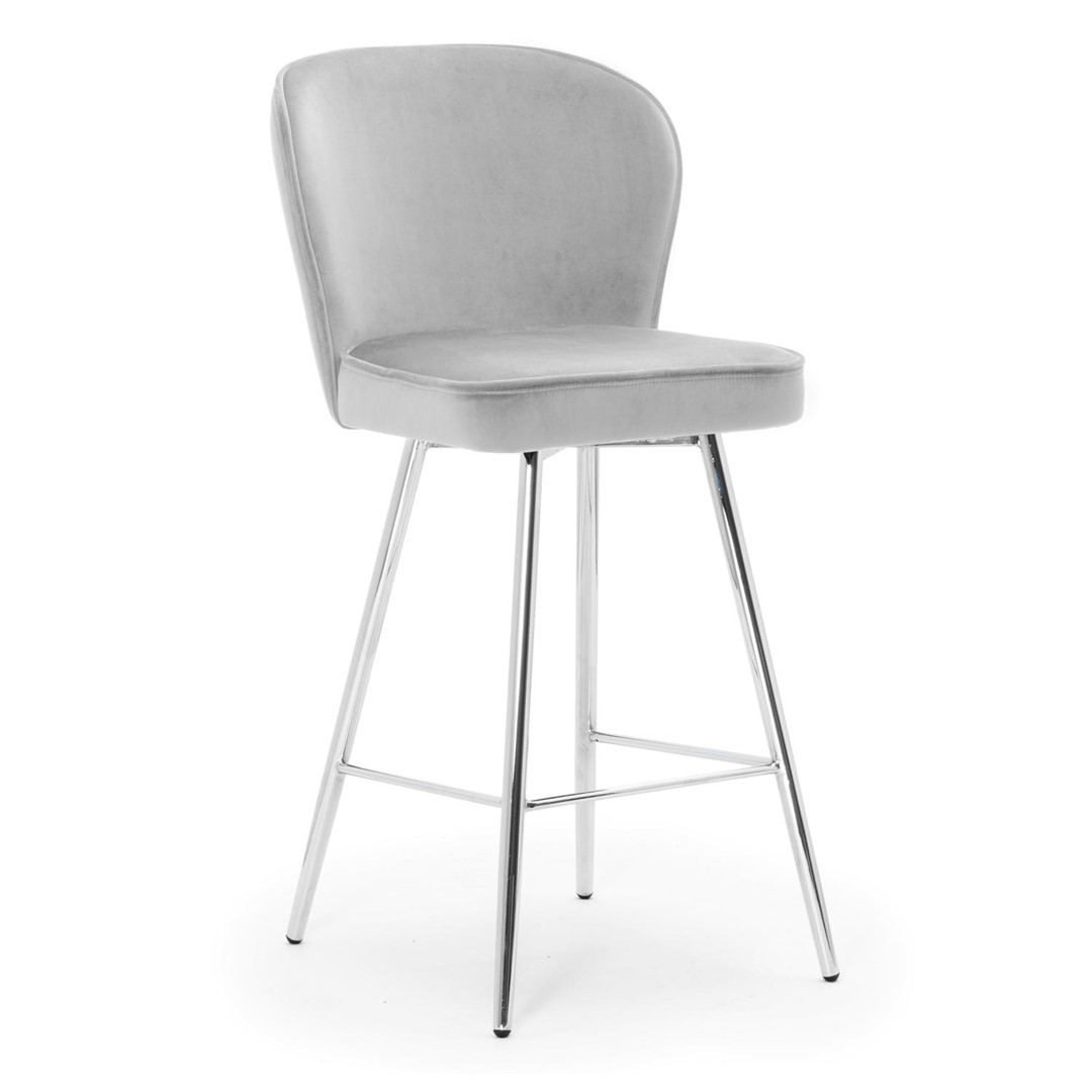 Poze Scaun de bar Aine gri picioare silver - H60 cm